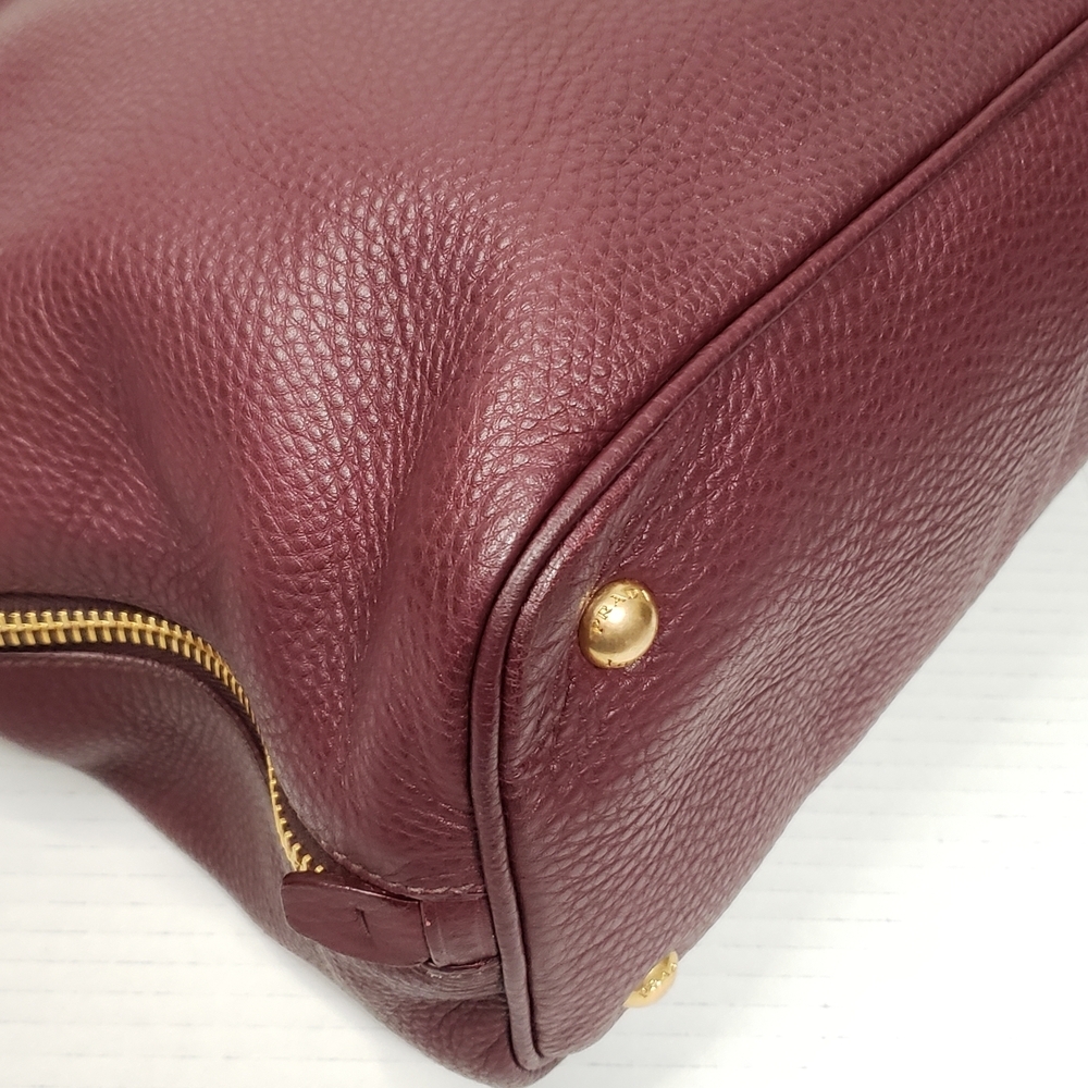 Authentic Prada Vitello Daino Leather Tote Burgundy Large Shoulder Bag - Picture 11 of 16